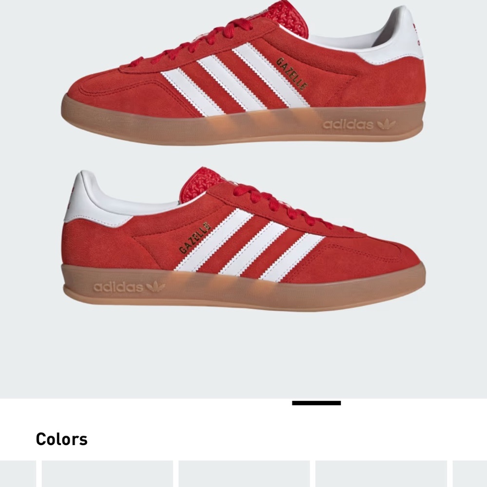 adidas Red Retro Suede & Mesh Sneakers with White Stripes - Picture 4 of 8